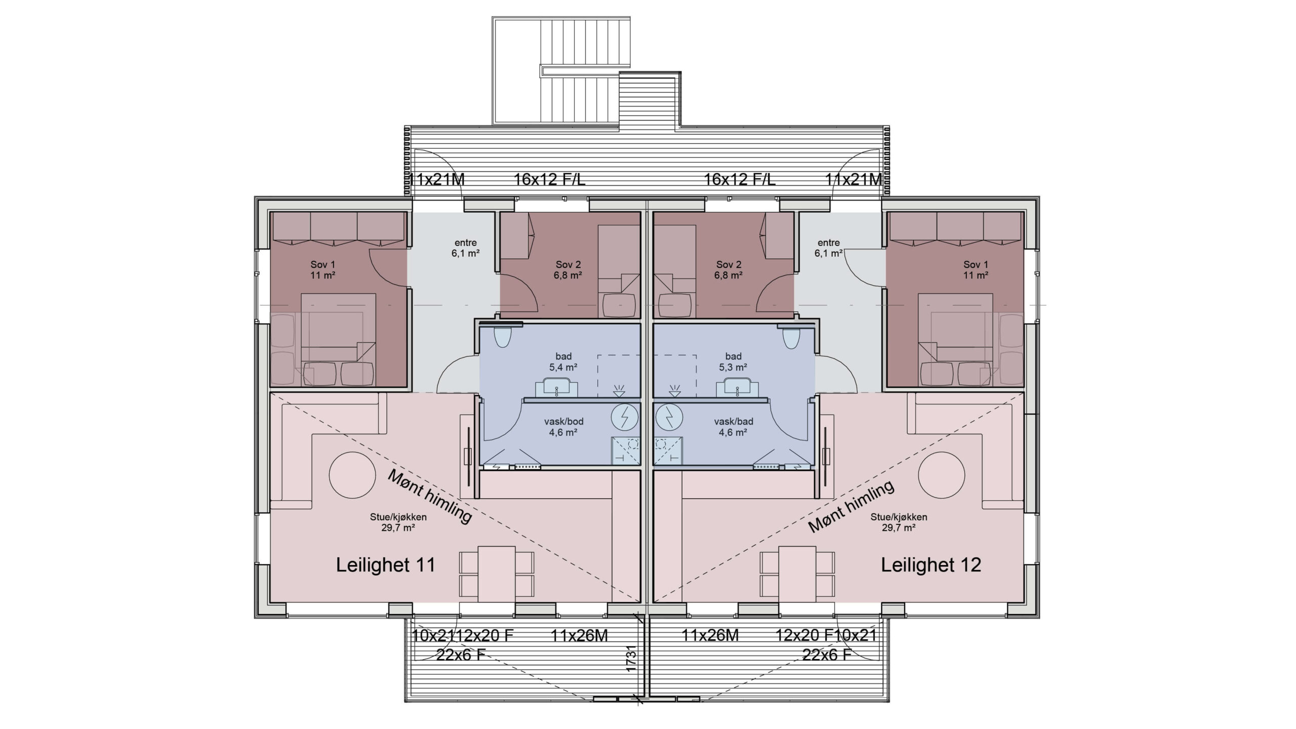 Plantegninger leilighet 11–12