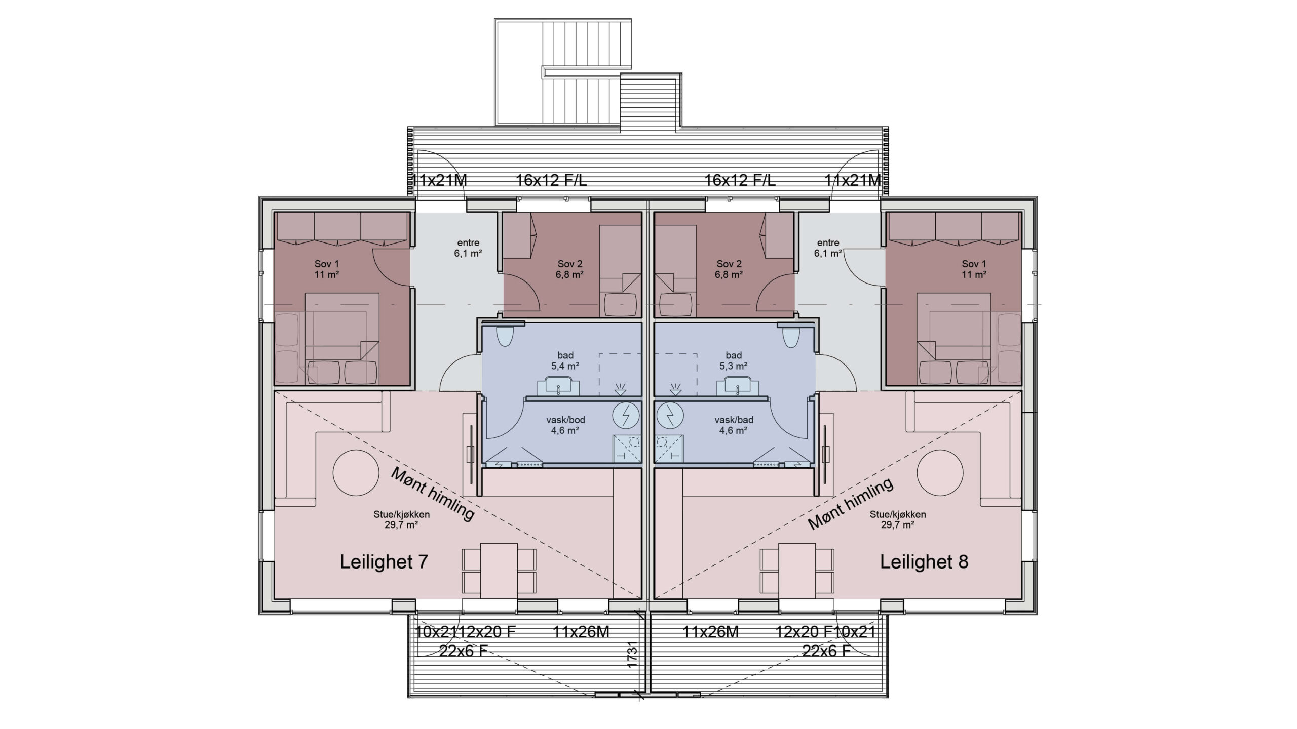 Plantegninger leilighet 7–8